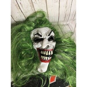 Halloween Latex Mask Joker Clown Mask Green Hair Adult Size Scary Green Hair